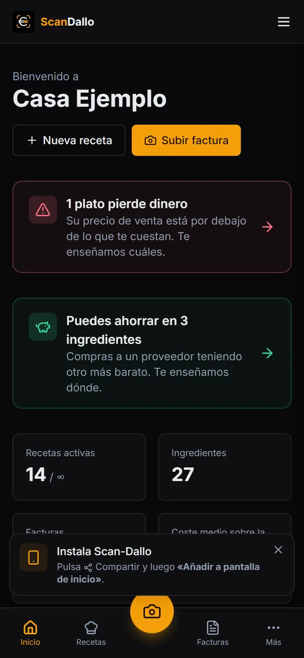 Tarjeta Instala Scan-Dallo con las instrucciones para iPhone.